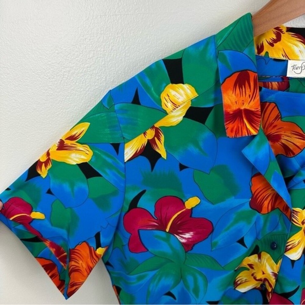 TanJay Two Piece Set Floral Short Sleeve & Button-Up Size 18 Hawaiian Vacation - Picture 6 of 12